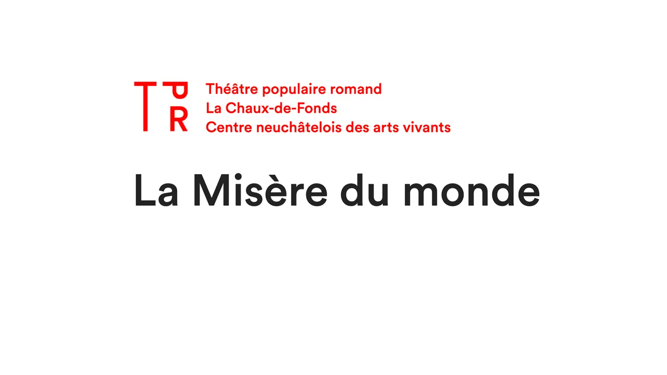 Showing a photo of a man with a accordeon with the text La misère du monde written under